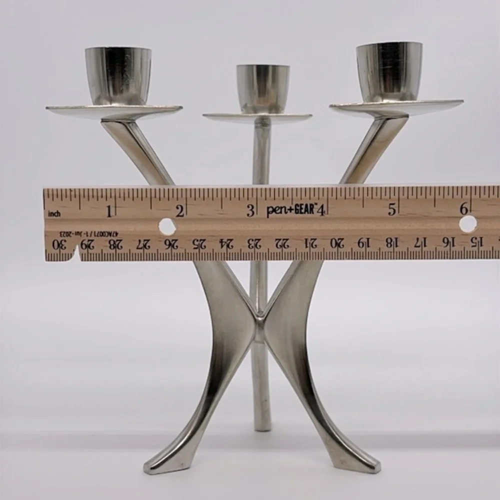 Vintage Pair Of BM Norway Pewter Tripod Candlestick Holders